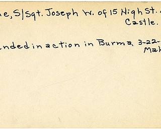 World War II, Vindicator, Joseph W. Kline, New Castle, wounded, Burma, 1945, Mahoning, Trumbull