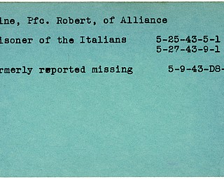 World War II, Vindicator, Robert Kline, Alliance, missing, prisoner, Italians, Italy, 1943