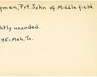 World War II, Vindicator, John Klingman, Middlefield, wounded, 1945, Mahoning, Trumbull