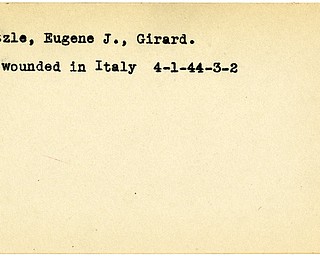 World War II, Vindicator, Eugene J. Klotzle, Girard, wounded, Italy, 1944
