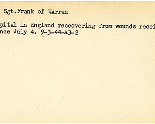 World War II, Vindicator, Frank Klugh, Warren, hospital, England, wounded, France, 1944