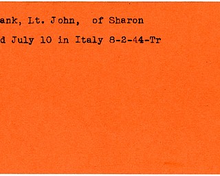 World War II, Vindicator, John Klushank, Sharon, killed, Italy, 1944, Trumbull