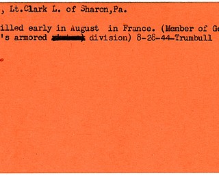 World War II, Vindicator, Clark L. Knotts, Sharon, Pennsylvania, killed, France, member of General Patton's armored division, 1944, Trumbull