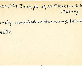 World War II, Vindicator, Joseph Koches, Masury, wounded, Germany, 1945, Trumbull