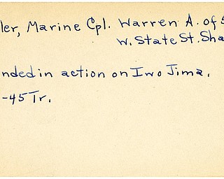 World War II, Vindicator, Warren A. Kohler, Sharon, wounded, Iwo Jima, 1945, Trumbull