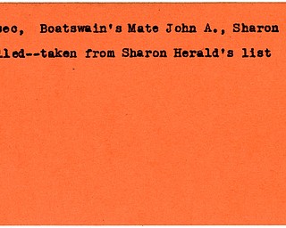 World War II, Vindicator, John A. Kosec, Sharon, killed, Sharon Herald's list