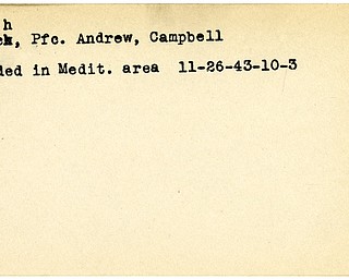 World War II, Vindicator, Andrew Kovach, Campbell, Mediterranean, 1943