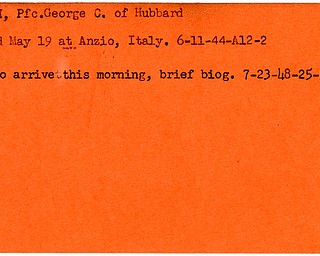 World War II, Vindicator, George C. Kovach, Hubbard, killed, Anzio, Italy, 1944, body to arrive this morning, 1948