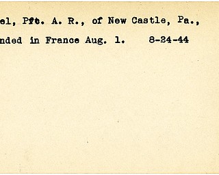 World War II, Vindicator, A.R. Kozel, New Castle, Pennsylvania, wounded, France, 1944, Mahoning
