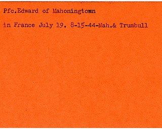 World War II, Vindicator, Edward Kozol, Mahoningtown, killed, France, 1944, Mahoning, Trumbull
