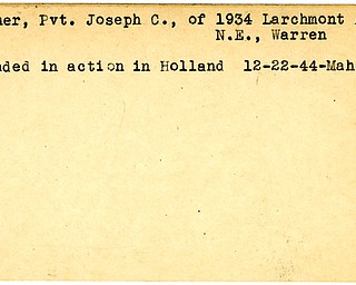 World War II, Vindicator, Joseph C. Kramer, Warren, wounded, Holland, 1944, Mahoning, Trumbull
