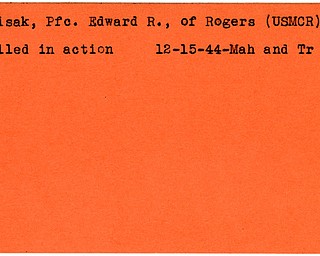 World War II, Vindicator, Edward R. Krisak, Rogers, killed, 1944, Mahoning, Trumbull