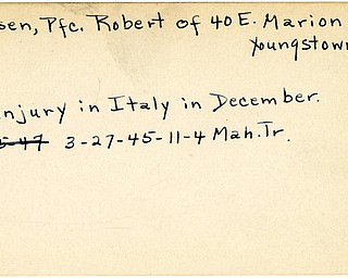 World War II, Vindicator, Robert Kroesen, Youngstown, wounded, leg injury, Italy, 1945, Mahoning, Trumbull