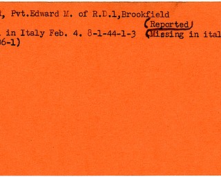 World War II, Vindicator, Edward M. Kroner, Brookfield, missing, Italy, killed, 1944