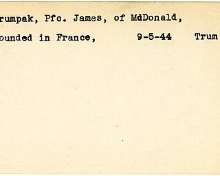 World War II, Vindicator, James Krumpak, McDonald, wounded, France, 1944, Trumbull