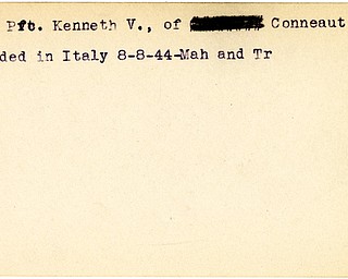 World War II, Vindicator, Kenneth V. Kuhn, Conneaut, wounded, Italy, 1944, Mahoning, Trumbull