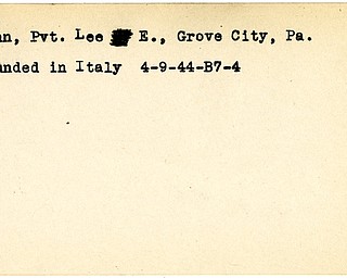 World War II, Vindicator, Lee E. Kuhn, Grove City, Pennsylvania, wounded, Italy, 1944