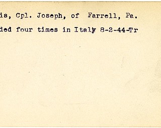 World War II, Vindicator, Joseph Kulnis, Farrell, Pennsylvania, wounded, four times, Italy, 1944, Trumbull
