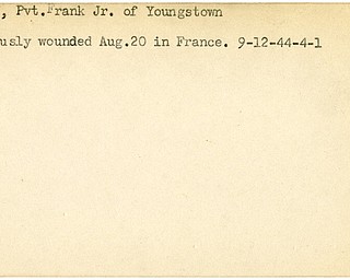 World War II, Vindicator, Frank Kusky Jr., Youngstown, wounded, France, 1944