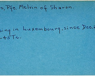 World War II, Vindicator, Melvin Lewis, Sharon, missing, Luxembourg, 1945, Trumbull