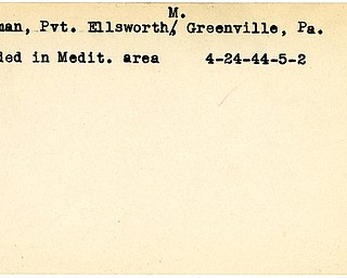 World War II, Vindicator, Ellsworth M. Lineman, Greenville, Pennsylvania, wounded, Mediterranean, 1944