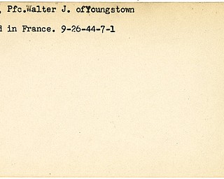 World War II, Vindicator, Walter J. Linert, Youngstown, wounded, France, 1944