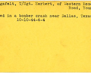 World War II, Vindicator, Herbert Lingafelt, Youngstown, killed, bomber crash, near Dallas, Texas, 1944