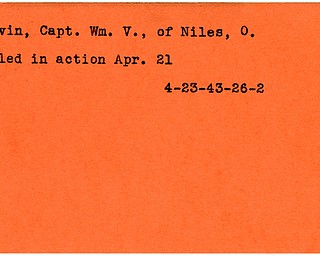 World War II, Vindicator, William V. Litvin, Niles, Ohio, killed, 1943