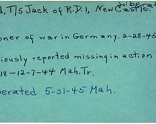World War II, Vindicator, Jack Lloyd, New Castle, missing, 1944, prisoner, Germany, 1945, liberated, 1945, Mahoning, Trumbull
