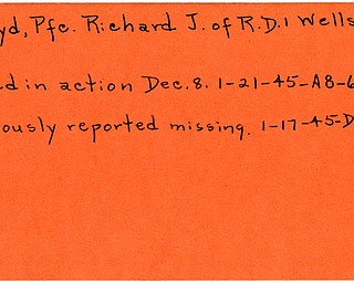 World War II, Vindicator, Richard J. Lloyd, Wellsville, missing, killed, 1945, Trumbull