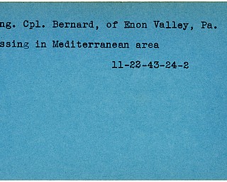 World War II, Vindicator, Bernard Long, Enon Valley, Pennsylvania, missing, Mediterranean, 1943