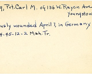 World War II, Vindicator, Carl M. Long, Youngstown, wounded, Germany, 1945, Mahoning, Trumbull