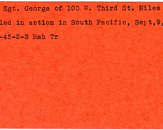 World War II, Vindicator, George Long, Niles, killed, South Pacific, 1943, 1945, Mahoning, Trumbull