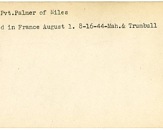 World War II, Vindicator, Palmer Loro, Niles, wounded, France, 1944, Mahoning, Trumbull