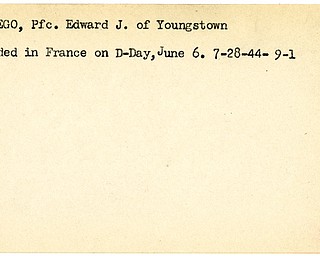 World War II, Vindicator, Edward J. Loswego, Youngstown, wounded, France, D-Day, 1944