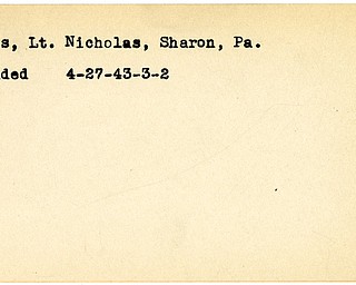 World War II, Vindicator, Nicholas Lucas, Sharon, Pennsylvania, wounded, 1943