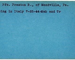 World War II, Vindicator, Preston B. Luce, Meadville, Pennsylvania, missing, Italy, 1944, Mahoning, Trumbull