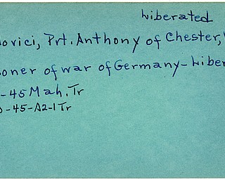 World War II, Vindicator, Anthony Ludovici, Chester, West Virginia, prisoner, Germany, liberated, 1945, Mahoning, Trumbull