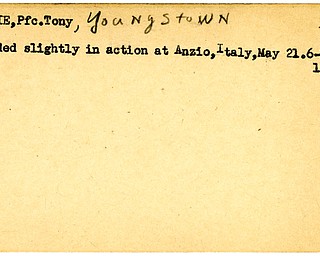 World War II, Vindicator, Tony Luggie, Youngstown, wounded, Anzio, Italy, 1944