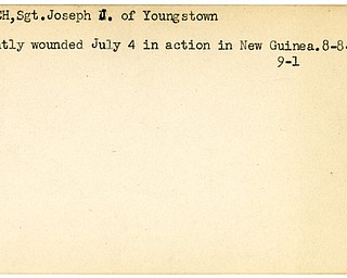 World War II, Vindicator, Joseph J. Lutsch, Youngstown, wounded, New Guinea, 1944