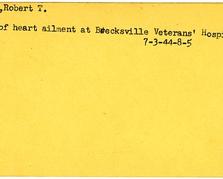 World War II, Vindicator, Robert T. Lyden, died, heart ailment, Brecksville Veterans Hospital, 1944