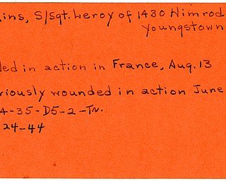 World War II, Vindicator, Leroy Lykins, Youngstown, wounded, killed, France, 1944, Trumbull
