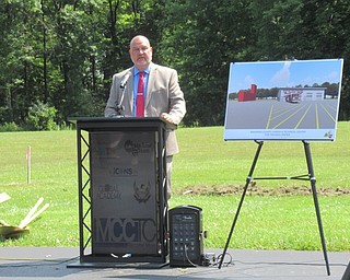 Neighbors | Jessica Harker .Mahoning County Career and Technical Center Superintendent John Zehentbauer addressed the crowd gathered outside of the school for the ground breaking ceremony for the new Fire Tower and Training Facility.
