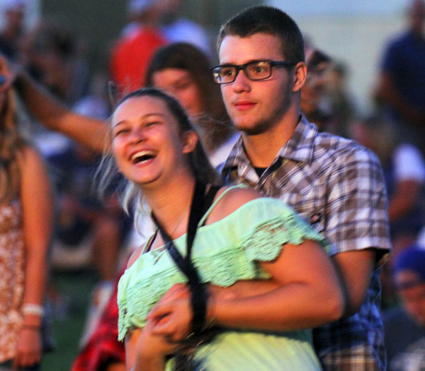 William D. Lewis the vindicator Nancy Wolfe of Champion and Lukas Hilliard of Middlefield were part of large crowd on hand for Brett Eldredge concert at Youngstown Amphitheater 8-2-19.