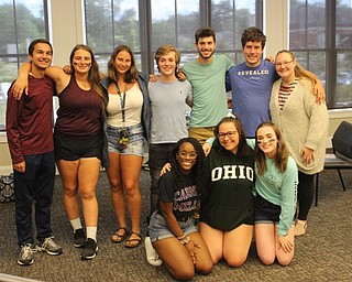 Neighbors | Abby Slanker.Members of the theater group which performed "Legends of Asgard" at the Canfield library included, from left, (front) Gabrielle Augustin, Kat Roman, Olivia Love; (back) Spencer Humphreys, Paige Brockway, Megan Brockway, Daniel Gordiejew, Brady Bizon, Clark Hergenrother and Kaleigh Ceci.