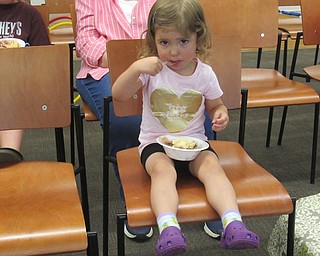 Neighbors | Jessica Harker.Pauline Conti enjoyed a bowl of ice cream at the Poland library for the library's annual end of summer Ice Cream Bash.