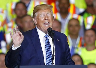 President Donald Trump spoke at a rally today in Monaca, Pa., touting the benefits of natural-gas production strengthening the American economy.