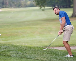 Vincenzo Romeo hits the ball during the Greatest Golfer of the Valley tournament at Mill Creek Golf Course on Friday. EMILY MATTHEWS | THE VINDICATOR