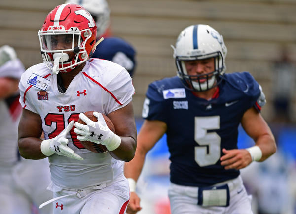MONTGOMERY, ALABAMA - AUGUST 24, 2019: Youngstown State's Christian Turner runs into the end zone to score a touchdown during the second half of their game, Saturday afternoon. DAVID DERMER | THE VINDICATOR